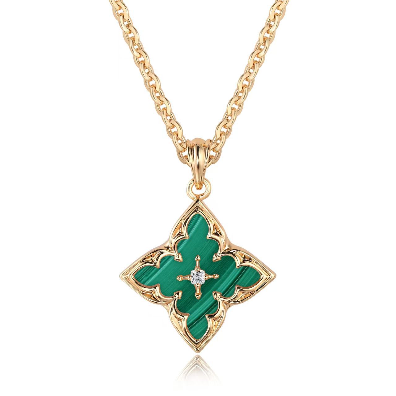 Bleu Clover Collier à Pendentif | Or