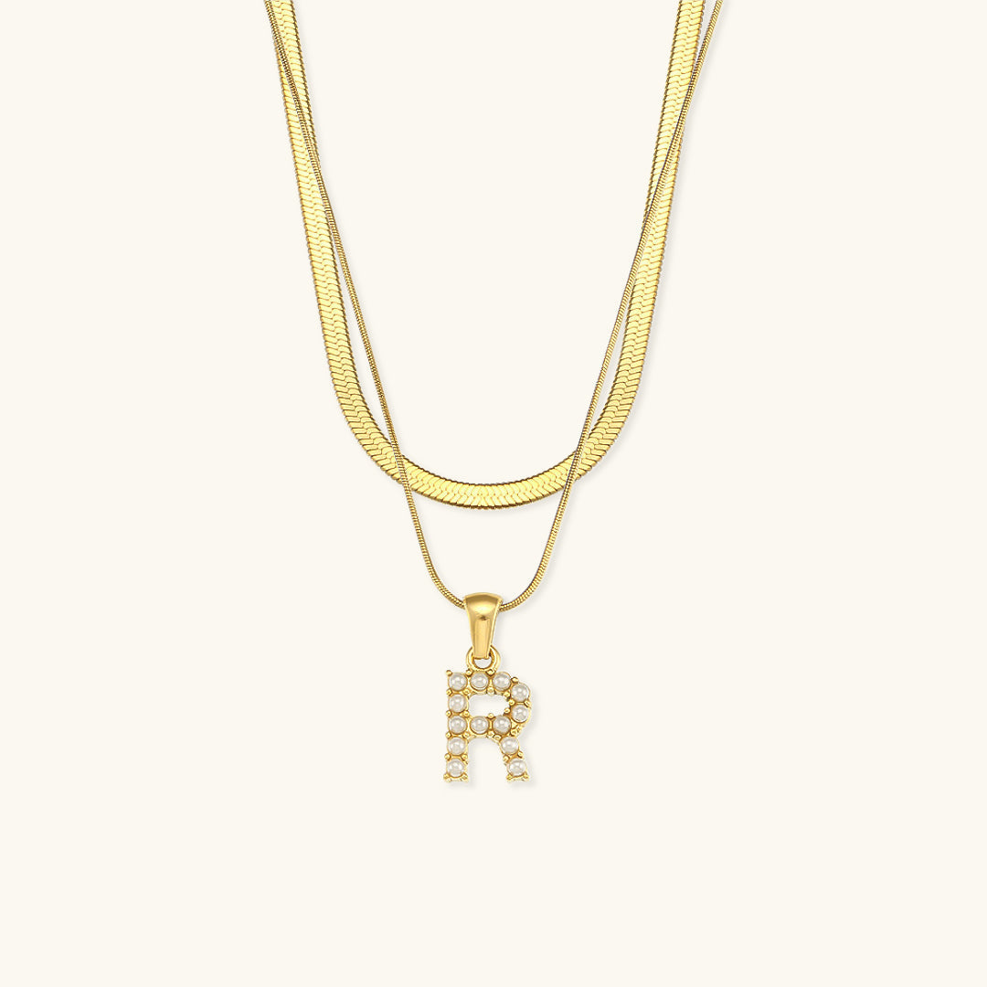 Fiona Superposé Or Initiale Lettre Collier