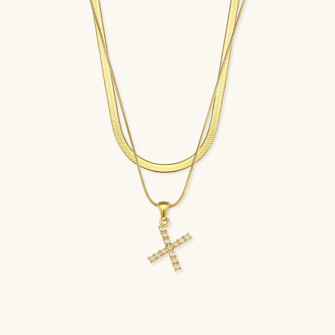 Fiona Superposé Or Initiale Lettre Collier